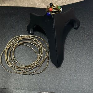 Gold and Silver Beaded Bracelet and ring Set